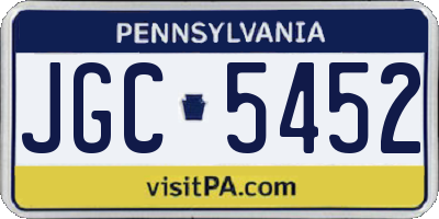 PA license plate JGC5452