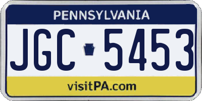 PA license plate JGC5453