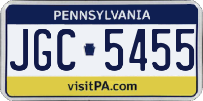 PA license plate JGC5455