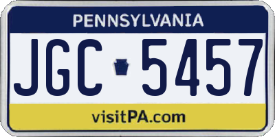 PA license plate JGC5457