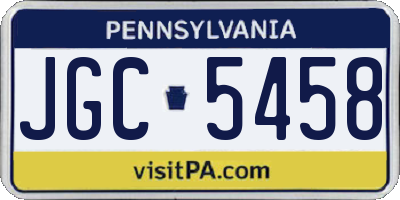 PA license plate JGC5458