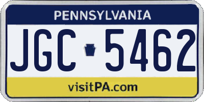 PA license plate JGC5462