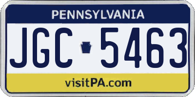 PA license plate JGC5463