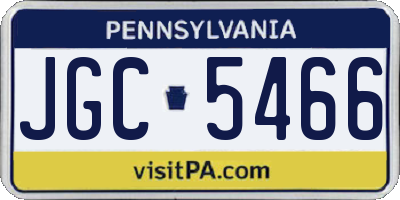 PA license plate JGC5466