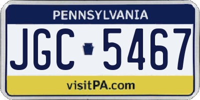 PA license plate JGC5467
