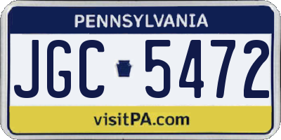 PA license plate JGC5472