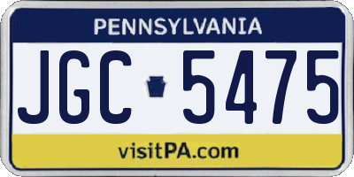 PA license plate JGC5475