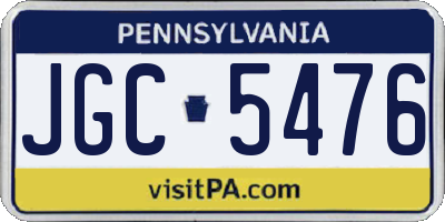 PA license plate JGC5476