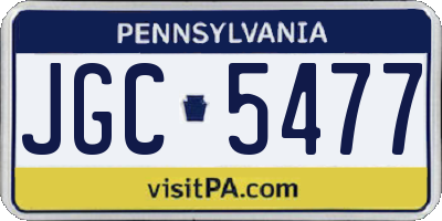 PA license plate JGC5477