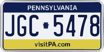 PA license plate JGC5478