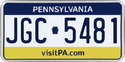 PA license plate JGC5481