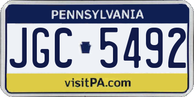 PA license plate JGC5492