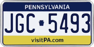 PA license plate JGC5493