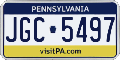 PA license plate JGC5497