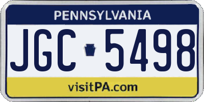 PA license plate JGC5498