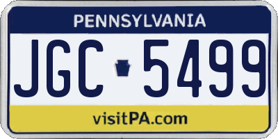 PA license plate JGC5499