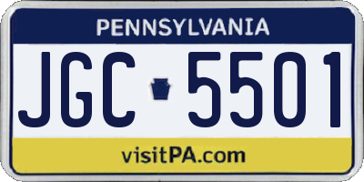 PA license plate JGC5501