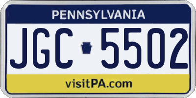 PA license plate JGC5502