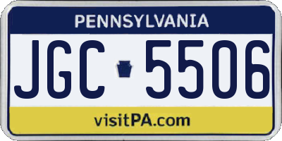 PA license plate JGC5506