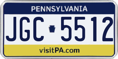 PA license plate JGC5512