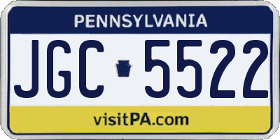 PA license plate JGC5522