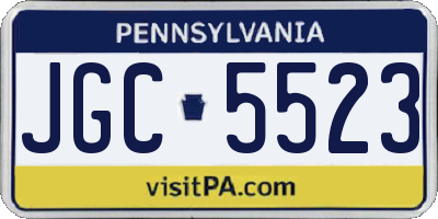 PA license plate JGC5523