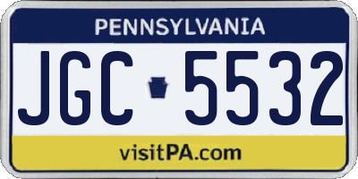 PA license plate JGC5532