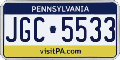 PA license plate JGC5533