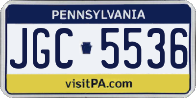 PA license plate JGC5536