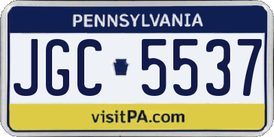PA license plate JGC5537
