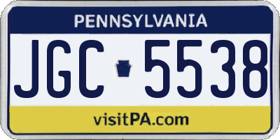 PA license plate JGC5538