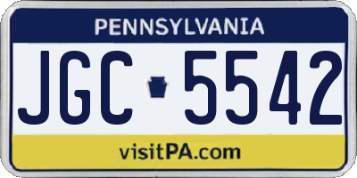 PA license plate JGC5542
