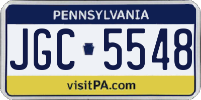 PA license plate JGC5548
