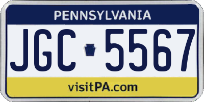 PA license plate JGC5567