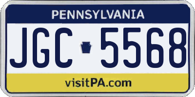 PA license plate JGC5568