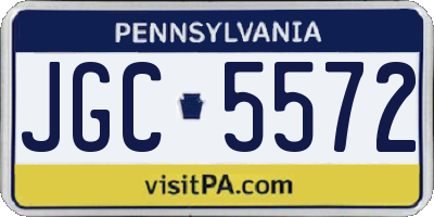 PA license plate JGC5572