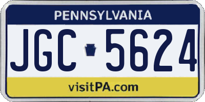 PA license plate JGC5624