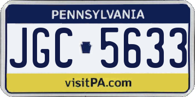 PA license plate JGC5633