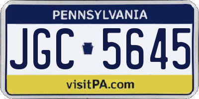 PA license plate JGC5645