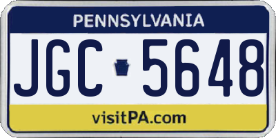 PA license plate JGC5648
