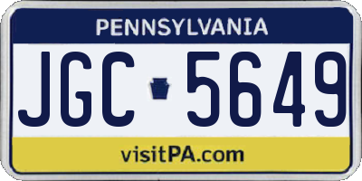 PA license plate JGC5649