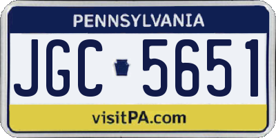 PA license plate JGC5651