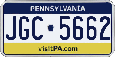PA license plate JGC5662