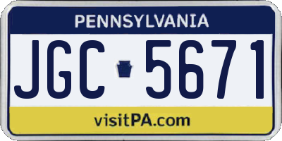 PA license plate JGC5671