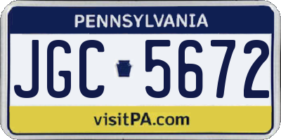 PA license plate JGC5672