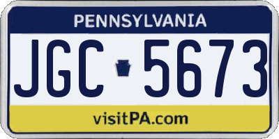 PA license plate JGC5673