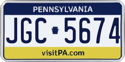 PA license plate JGC5674