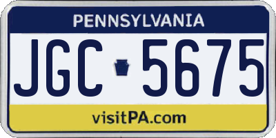 PA license plate JGC5675