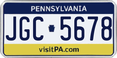 PA license plate JGC5678