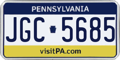 PA license plate JGC5685